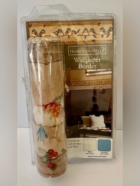 Vintage HomeTrends Blue and Beige Wallpaper Border with Bluebirds
